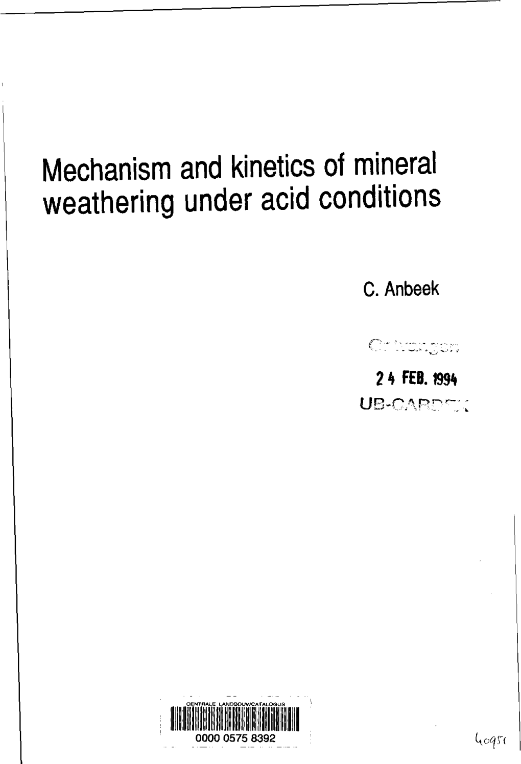 Mechanism and Kinetics of Mineral Weathering Under Acid Conditions