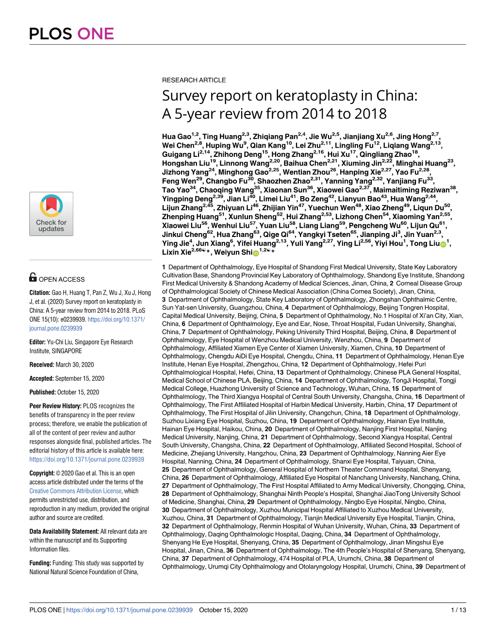 Survey Report on Keratoplasty in China: a 5-Year Review from 2014 to 2018