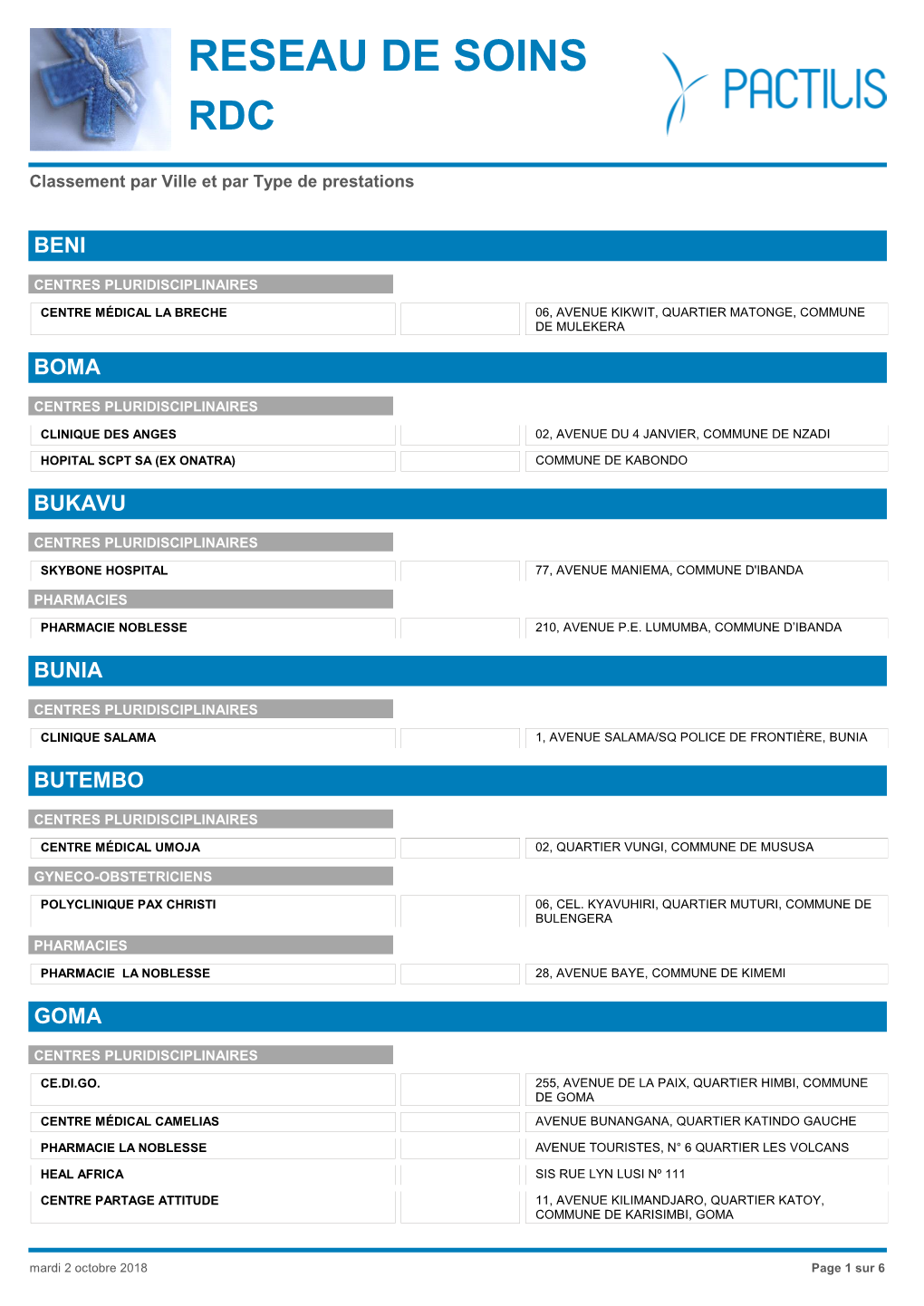 Reseau De Soins Rdc