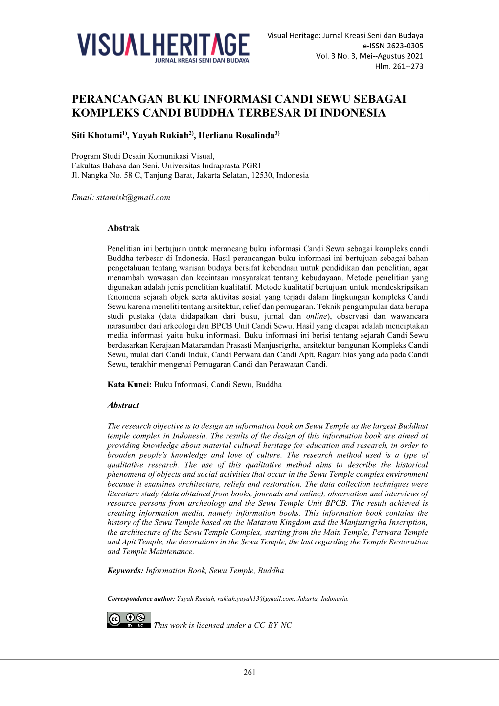 Perancangan Buku Informasi Candi Sewu Sebagai Kompleks Candi Buddha Terbesar Di Indonesia