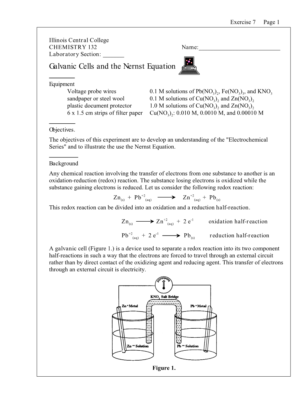 Galvanic Cells and the Nernst Equation