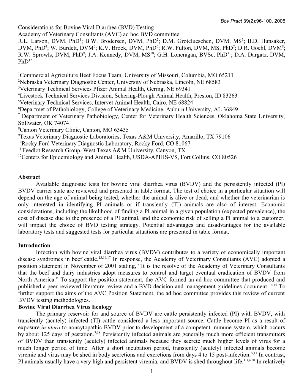 Considerations For BVD Testing