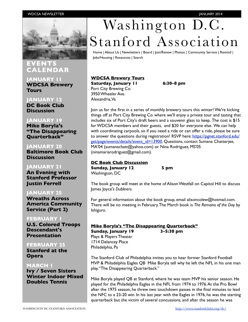 WDCSA January 2014 Newsletter