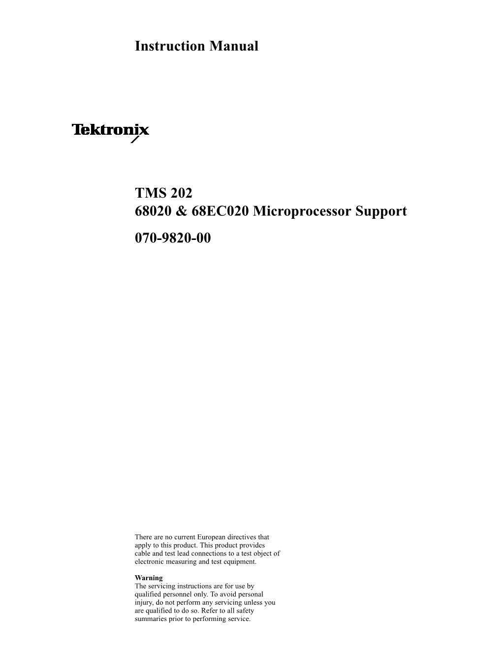 Instruction Manual TMS 202 68020 & 68EC020 Microprocessor Support