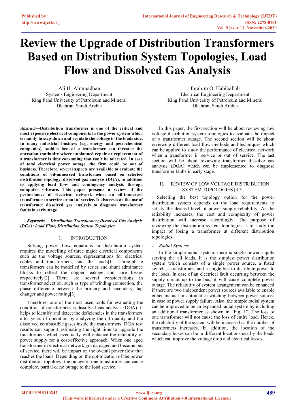 Review the Upgrade of Distribution Transformers Based on Distribution System Topologies, Load Flow and Dissolved Gas Analysis