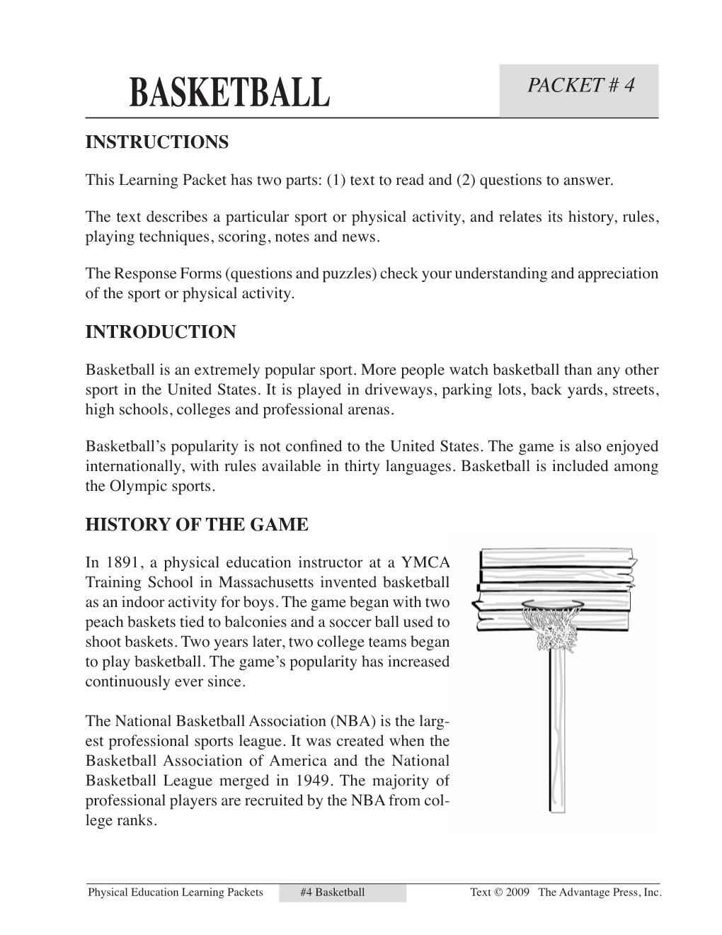 Basketball Packet # 4 Instructions