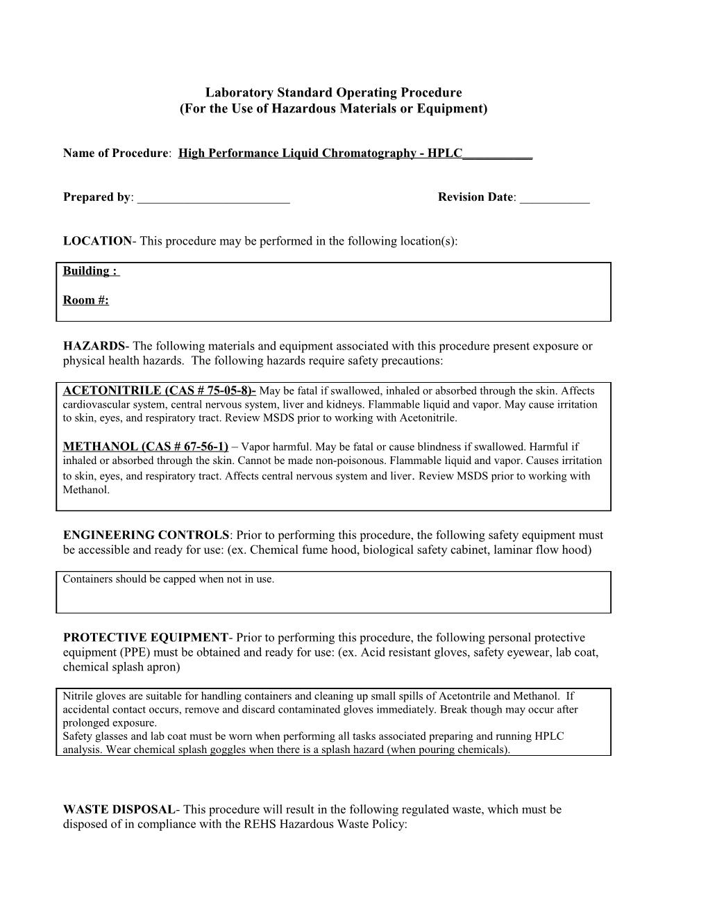 Laboratory Standard Operating Procedure