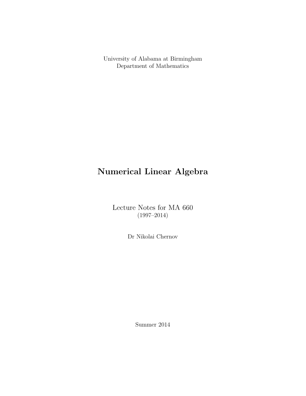 Numerical Linear Algebra