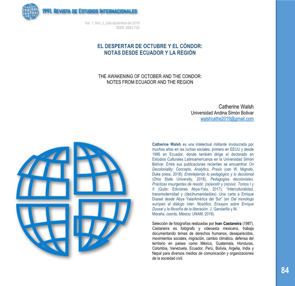 El Despertar De Octubre Y El Cóndor: Notas Desde Ecuador Y La Región