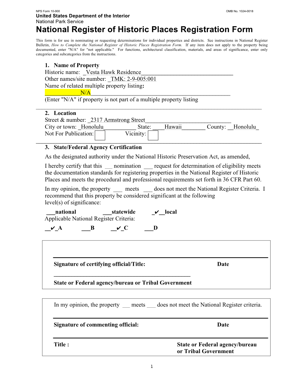 National Register of Historic Places Registration Form