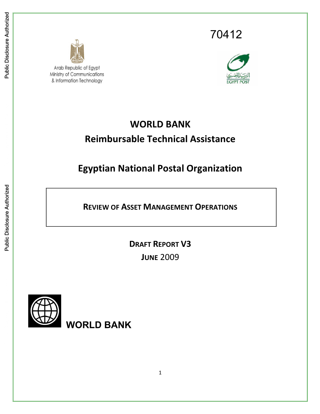 WORLD BANK Reimbursable Technical Assistance Egyptian