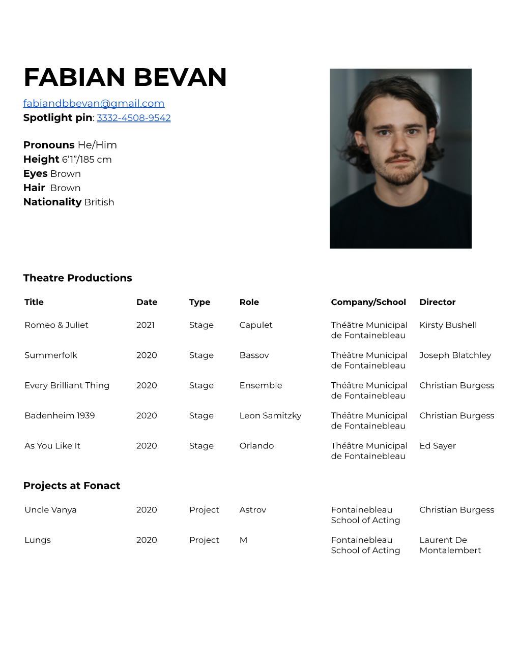 Fabian Bevan Cv