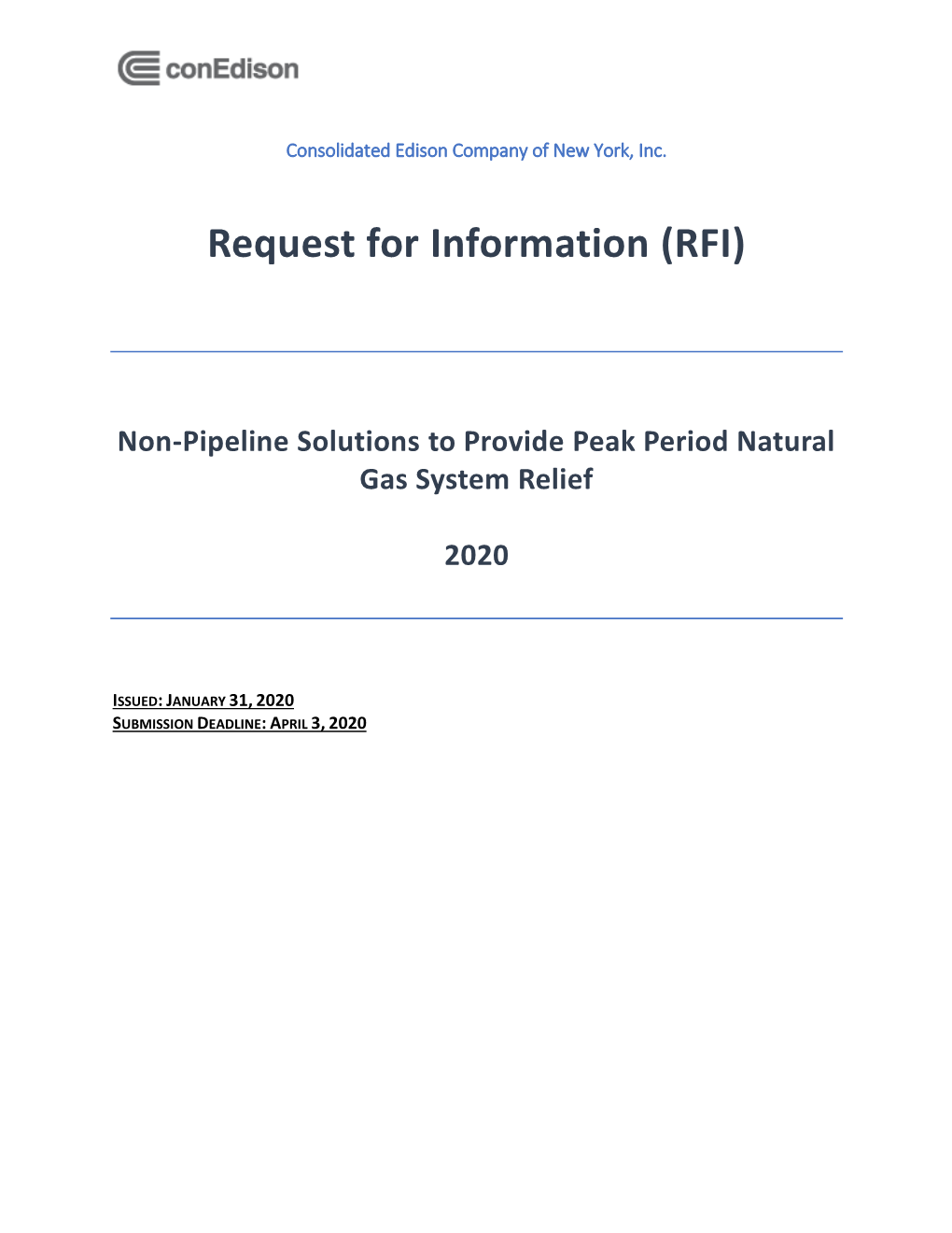 Non-Pipeline Solutions to Provide Peak Period Natural Gas System Relief