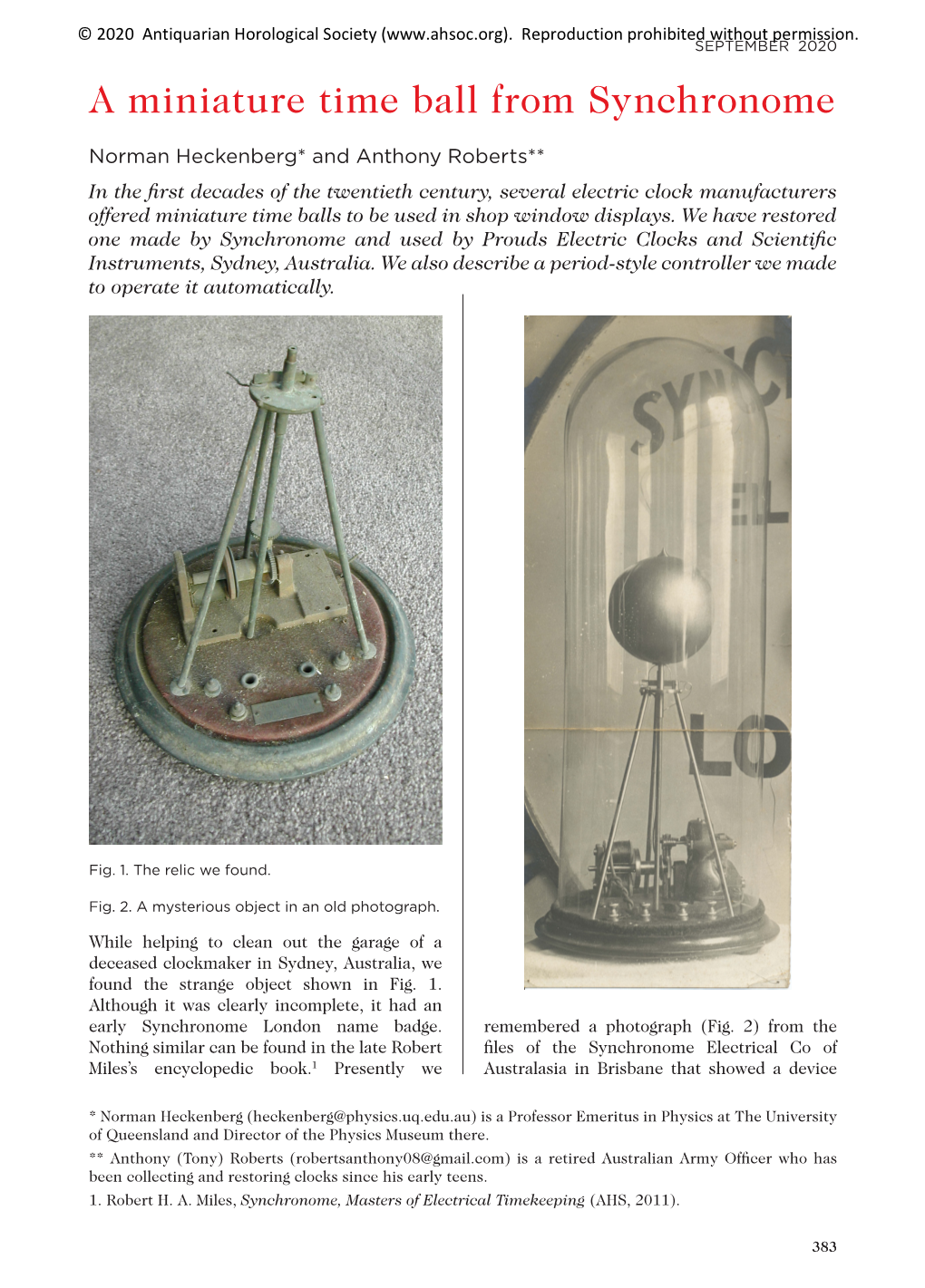 A Miniature Time Ball from Synchronome