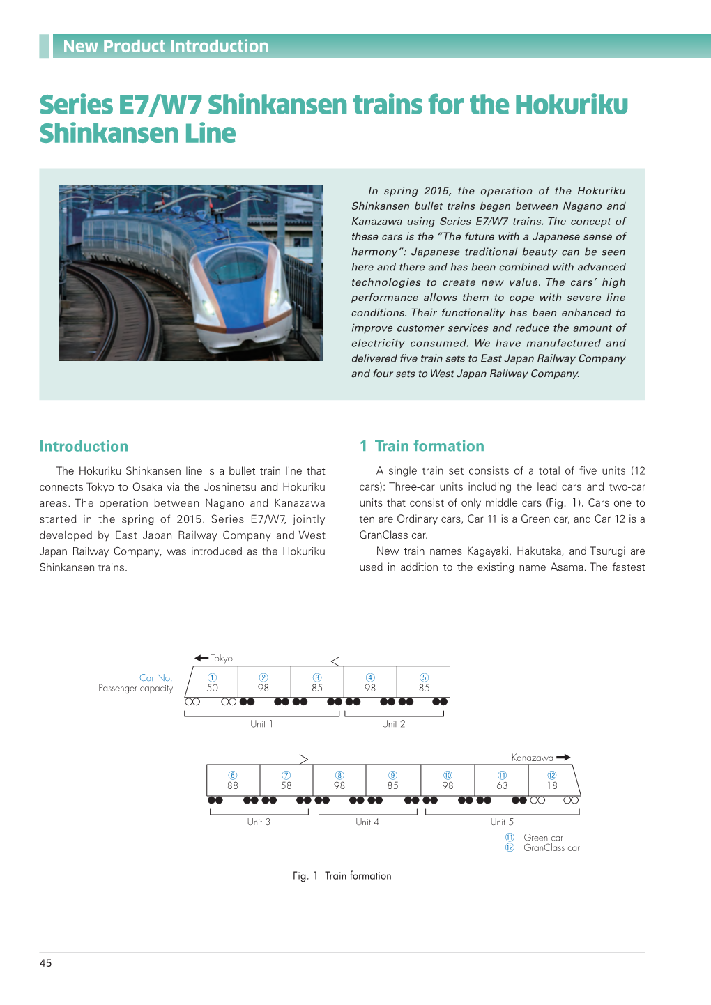 Series E7/W7 Shinkansen Trains for the Hokuriku Shinkansen Line
