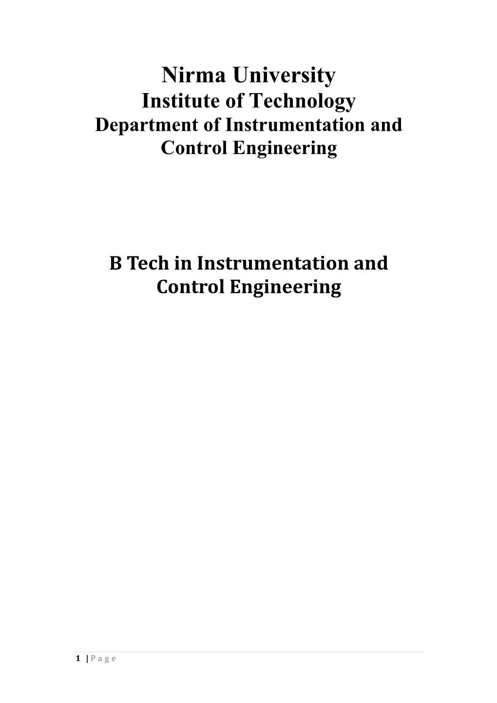 B. Tech in Instrumentation & Control Engineering