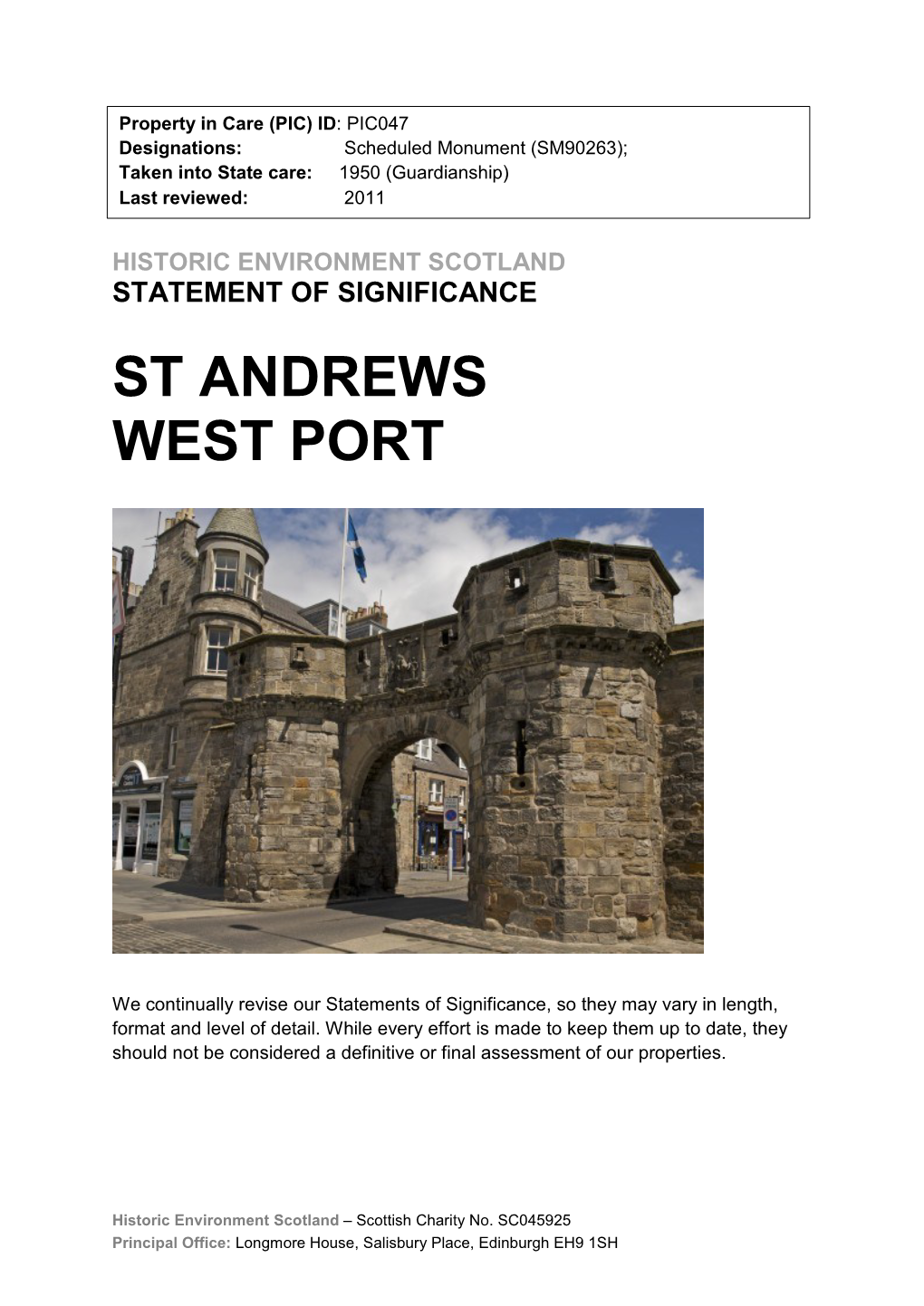 St Andrews West Port