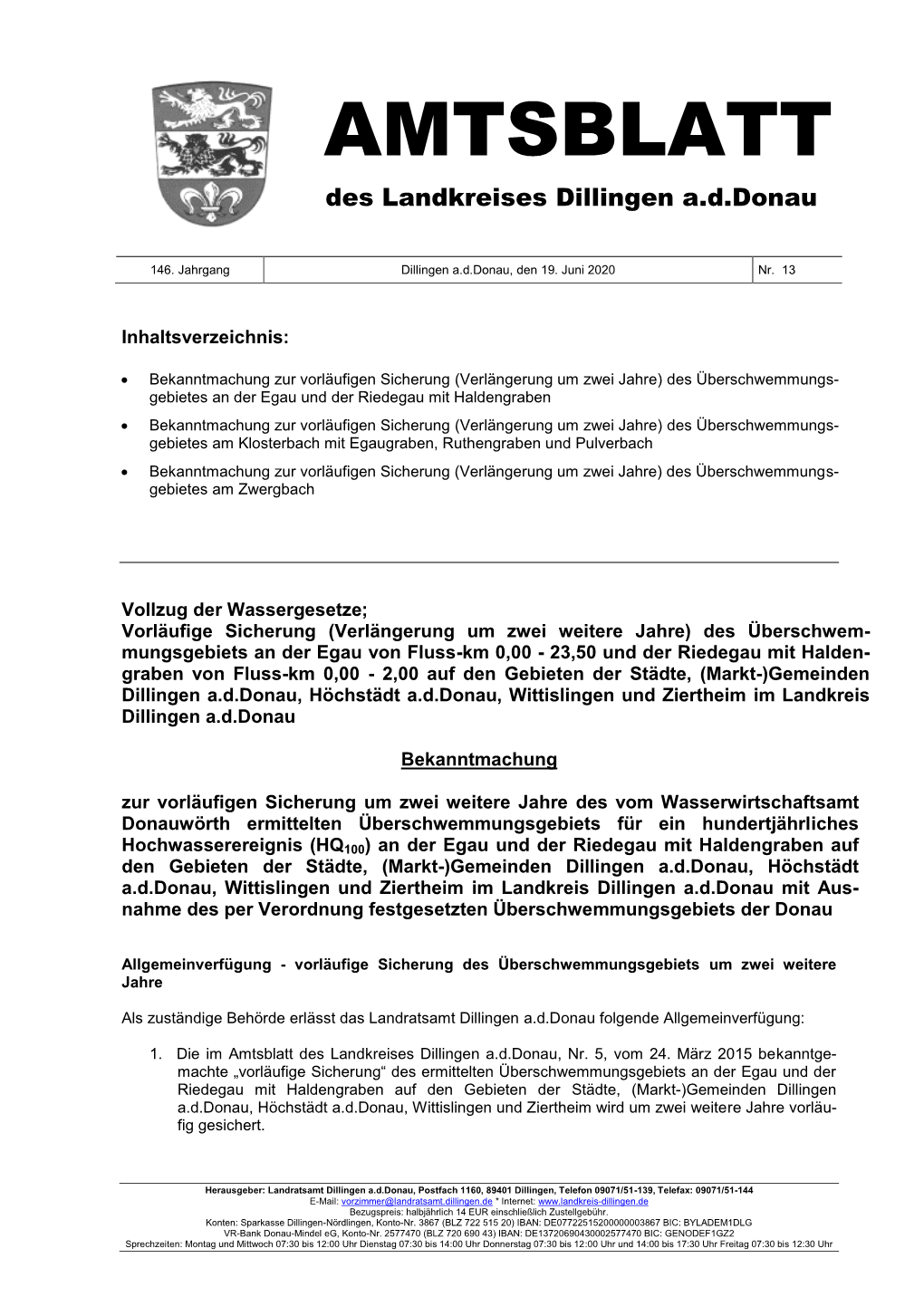 AMTSBLATT Des Landkreises Dillingen A.D.Donau