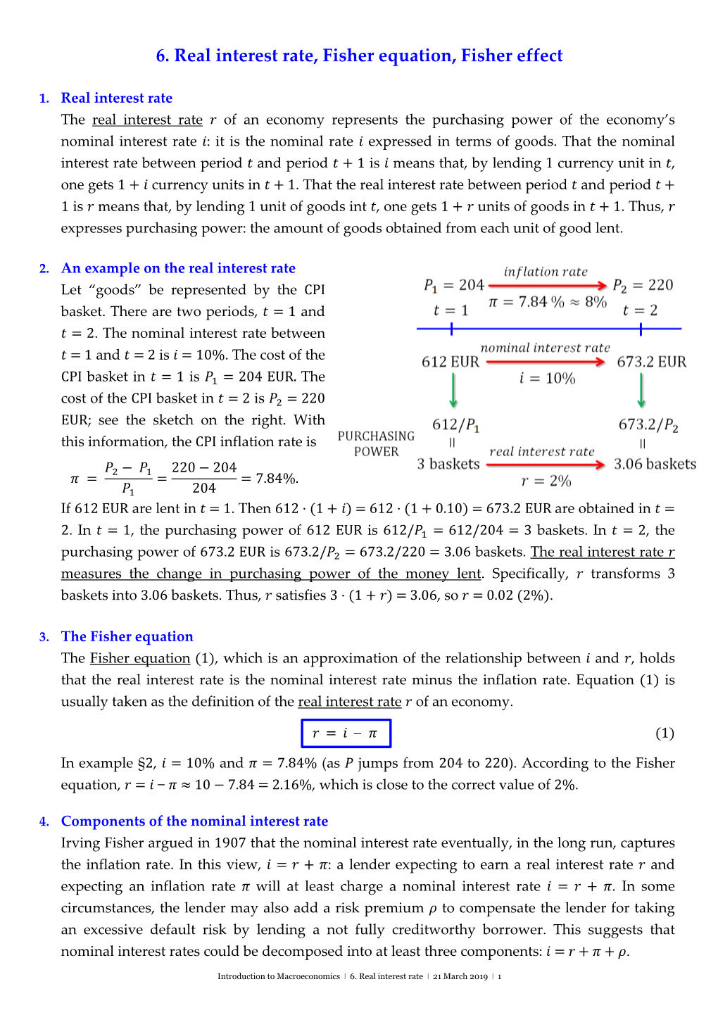 Real Interest Rate and Fisher Equation