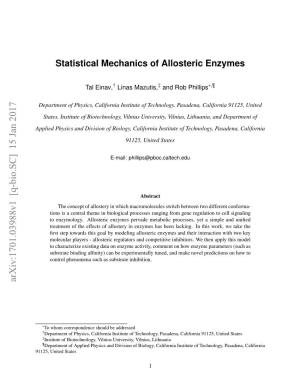 Statistical Mechanics of Allosteric Enzymes