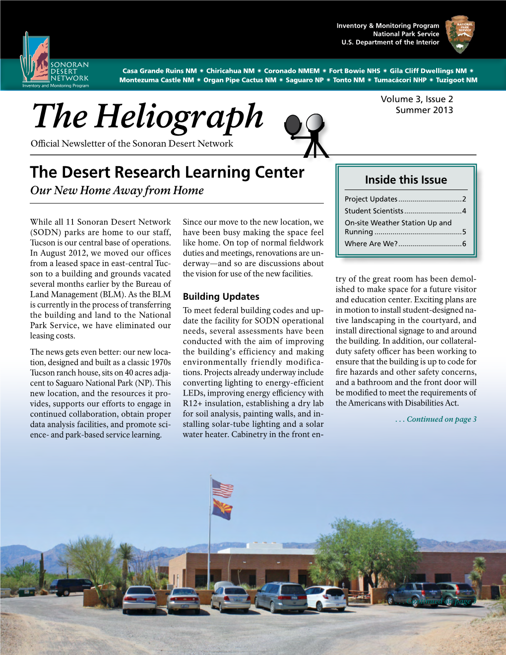 The Heliograph Summer 2013 Official Newsletter of the Sonoran Desert Network