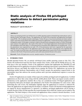 Static Analysis of Firefox OS Privileged Applications to Detect Permission Policy Violations