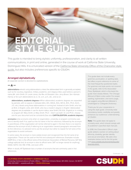 CSUDH Editorial Style Guide