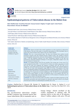 Epidemiological Patterns of Tuberculosis Disease in the Babol, Iran