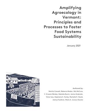 Amplifying Agroecology in Vermont: Principles and Processes to Foster Food Systems Sustainability