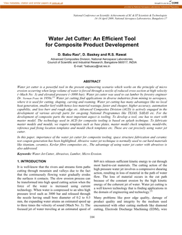 Water Jet Cutter: an Efficient Tool for Composite Product Development
