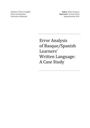 Error Analysis of Basque/Spanish Learners' Written Language