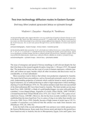 Two Iron Technology Diffusion Routes in Eastern Europe