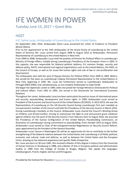 IFE WOMEN in POWER Tuesday June 13, 2017 – Guest Bios