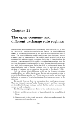 Chapter 21 the Open Economy and Different Exchange Rate Regimes