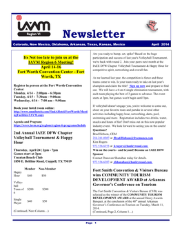 Newsletter Colorado, New Mexico, Oklahoma, Arkansas, Texas, Kansas, Mexico April 2014