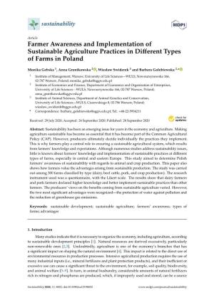 Farmer Awareness and Implementation of Sustainable Agriculture Practices in Diﬀerent Types of Farms in Poland