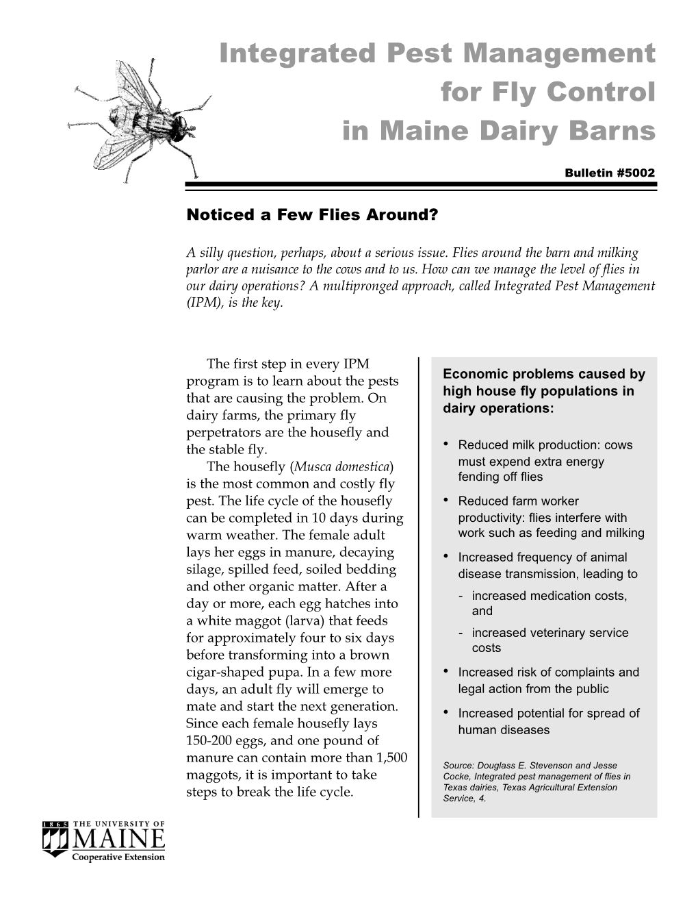 Integrated Pest Management for Fly Control in Maine Dairy Barns