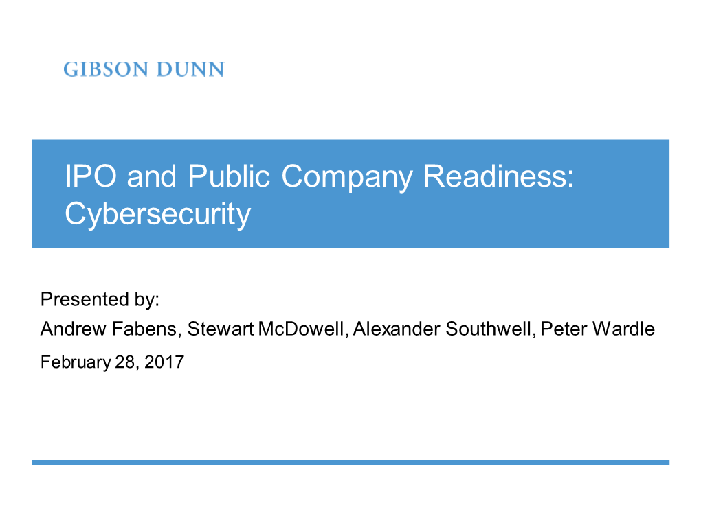 IPO and Public Company Readiness: Cybersecurity