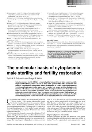 The Molecular Basis of Cytoplasmic Male Sterility and Fertility Restoration Patrick S