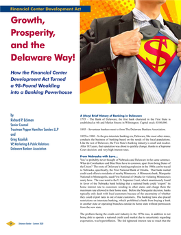 Growth, Prosperity, and the Delaware Way! How the Financial Center Development Act Turned a 98-Pound