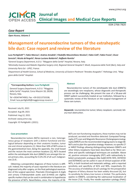 Management of Neuroendocrine Tumors of the Extrahepatic Bile Duct: Case Report and Review of the Literature