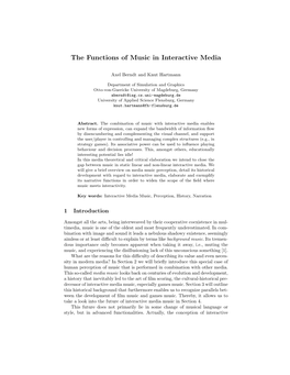 The Functions of Music in Interactive Media