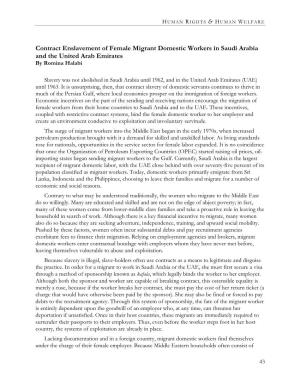 Contract Enslavement of Female Migrant Domestic Workers in Saudi Arabia and the United Arab Emirates by Romina Halabi