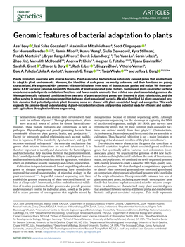 Genomic Features of Bacterial Adaptation to Plants