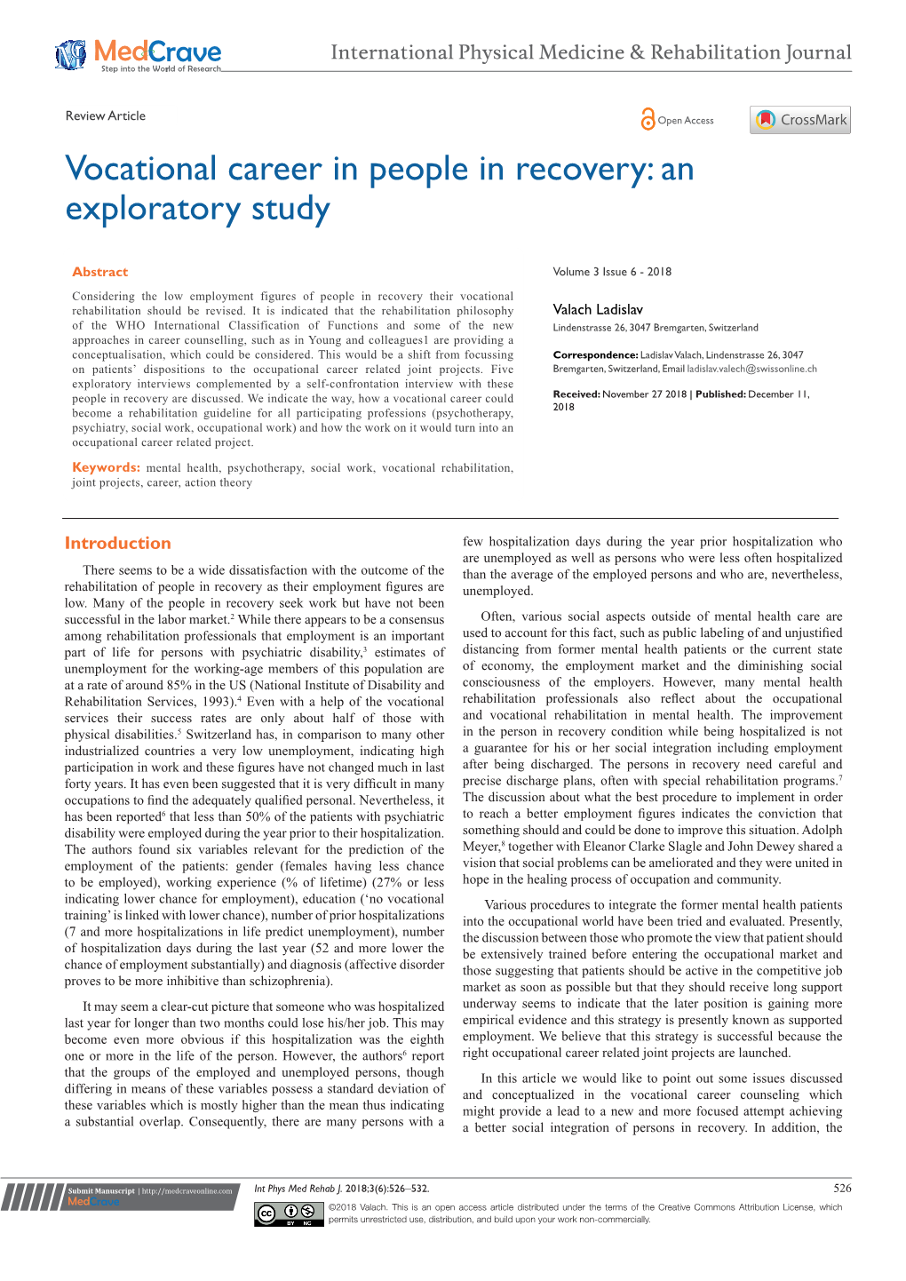 Vocational Career in People in Recovery: an Exploratory Study