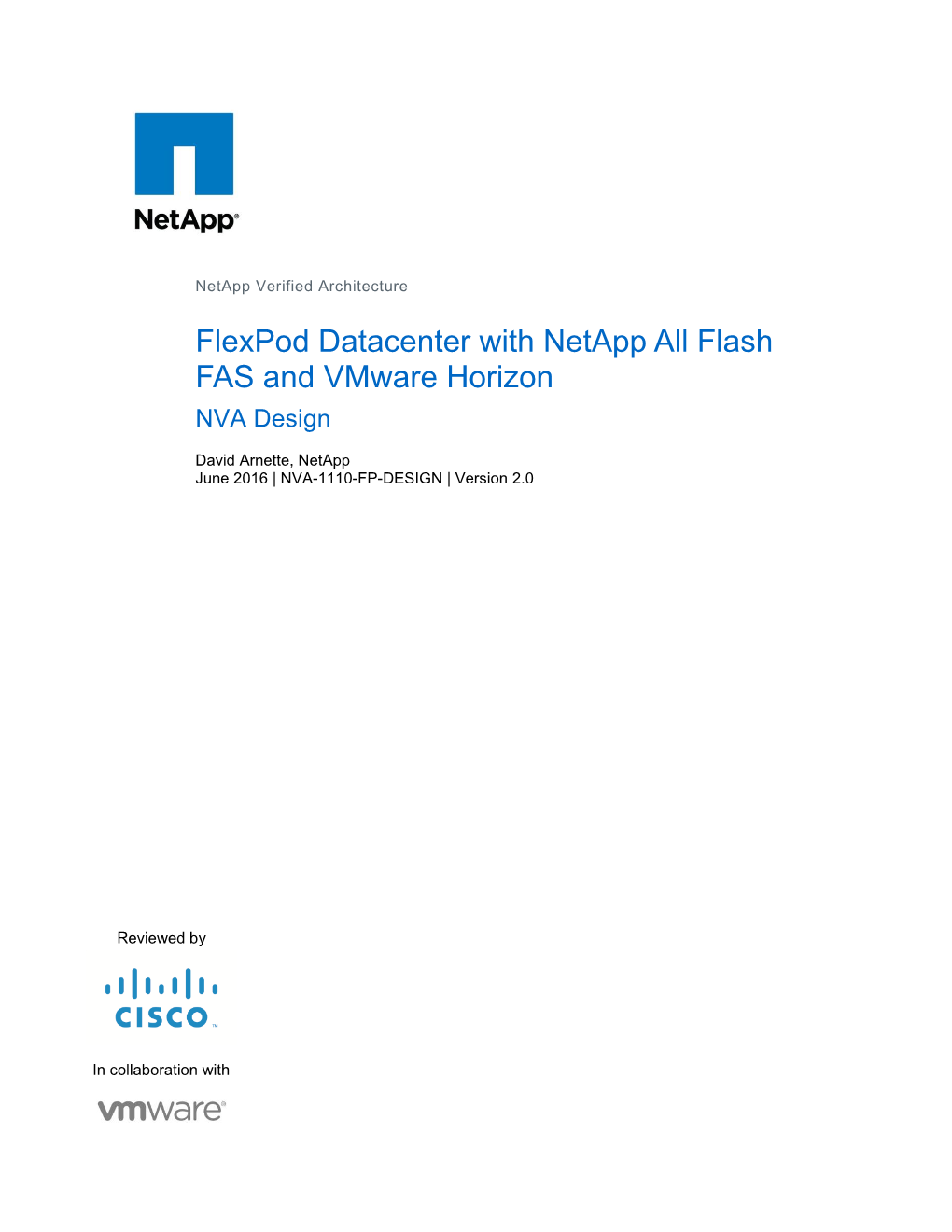 VA-1110-FP-DESIGN—Flexpod Datacenter with Netapp All-Flash FAS and Vmware Horizon (With View)