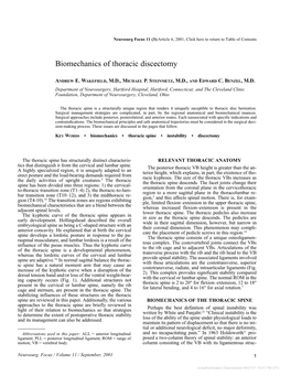 Biomechanics of Thoracic Discectomy
