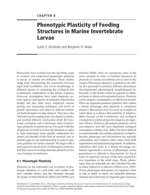Phenotypic Plasticity of Feeding Structures in Marine Invertebrate Larvae
