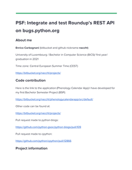 Integrate and Test Roundup's REST API on Bugs.Python.Org