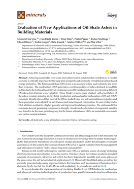 Evaluation of New Applications of Oil Shale Ashes in Building Materials